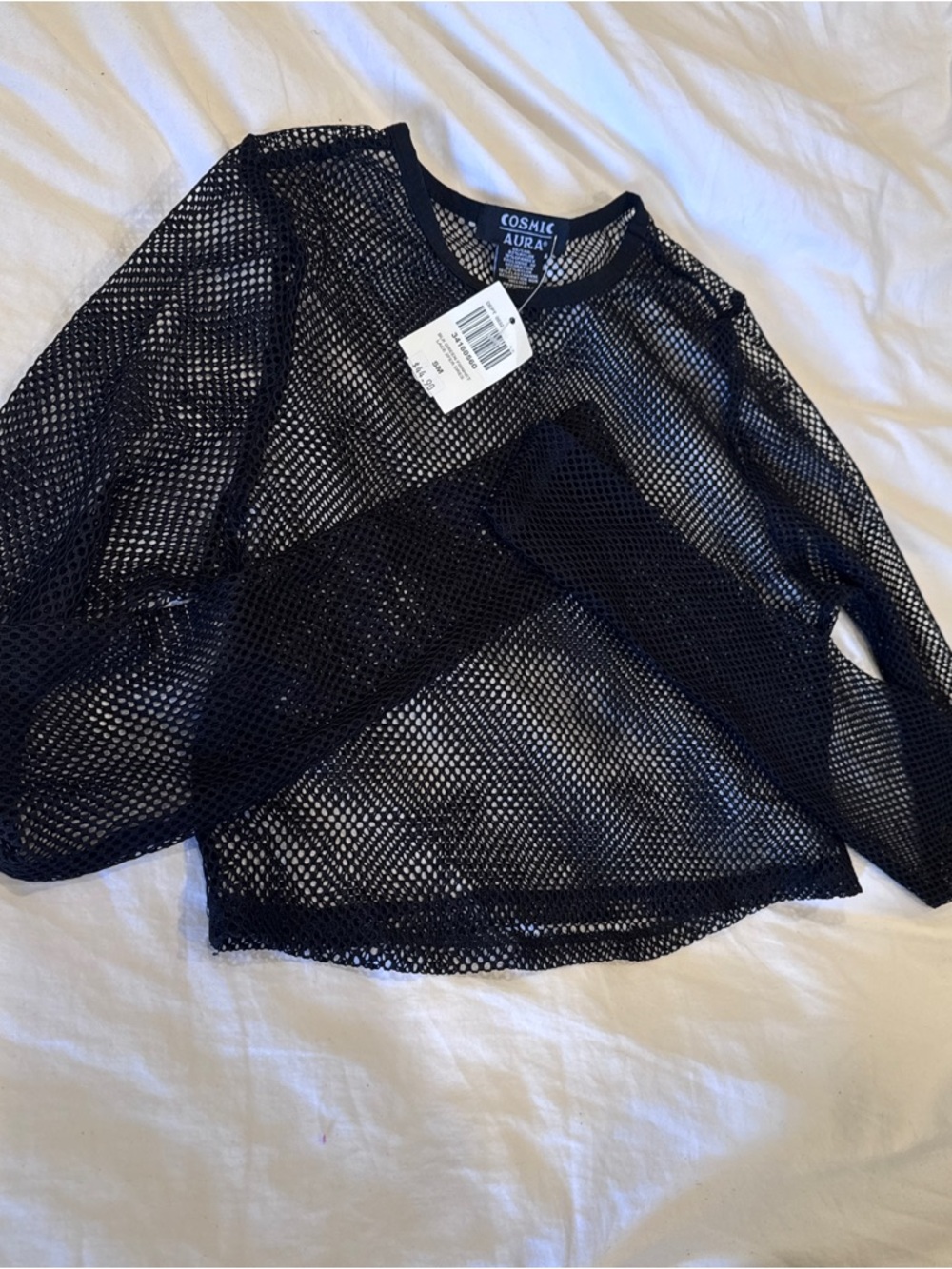 NWT Hot Topic Black Mesh Crop Top Goth Grunge Whimsigoth Rave Layering Festival